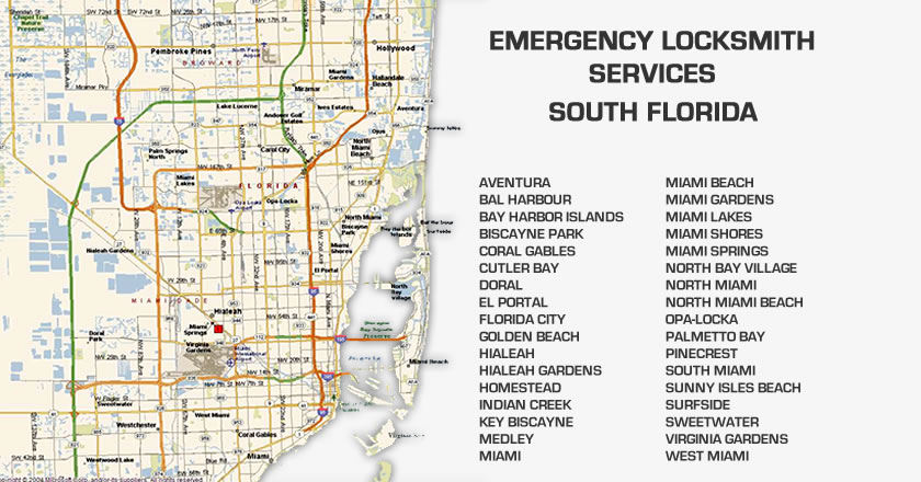 Lock Installation coverage area in Miami